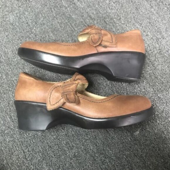 Alegria Women Ella 632 Saddle Mary Janes Shoes Brown Leather Hook & Loop 39 - Picture 4 of 9